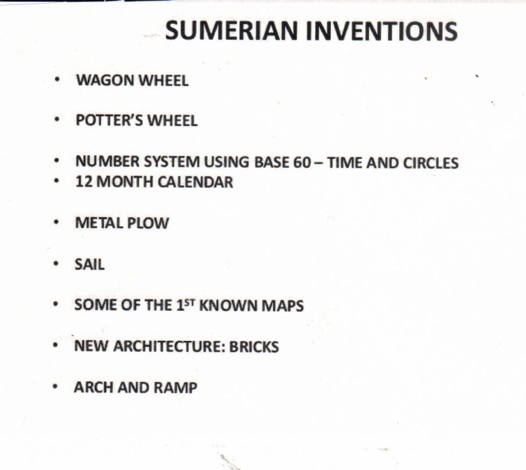 sumerian inventions one