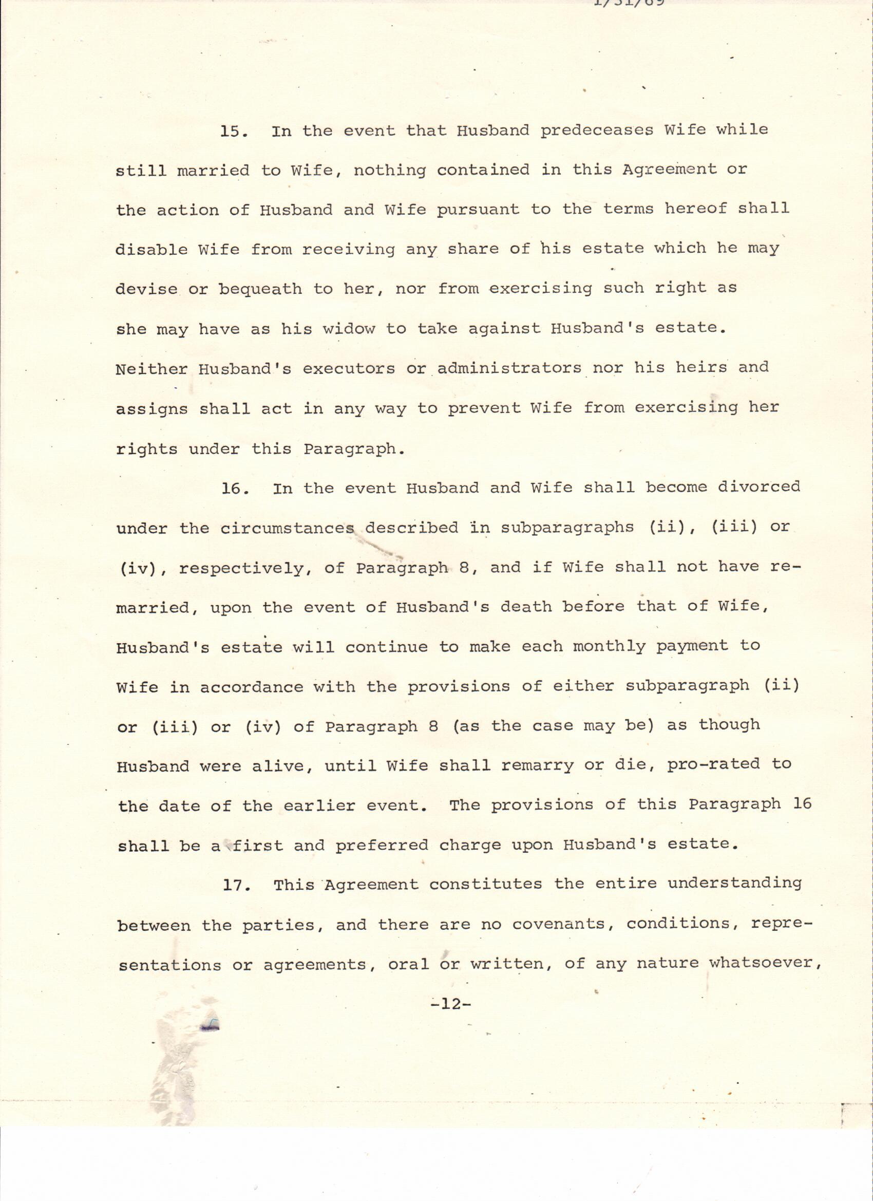 1969 AGREEMENT - twelve